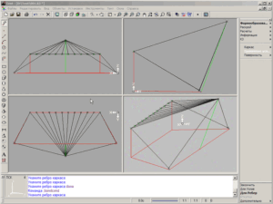 K3-Tent. STEP 1. Creation of the Frame object on the basis of set of spatial straight lines and circle arcs which defines links and tent constrains.