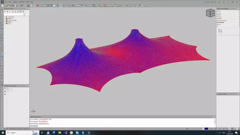 K3-TENT Tensile fabric design software. Shade sail design.