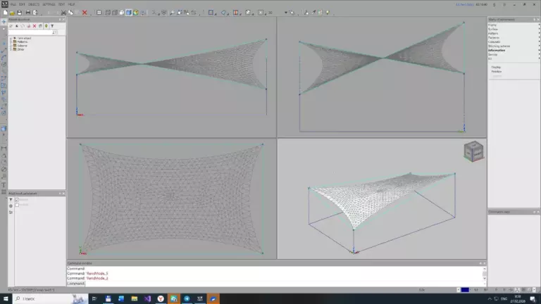 K3-TENT Tensile fabric design software. Shade sail design.
