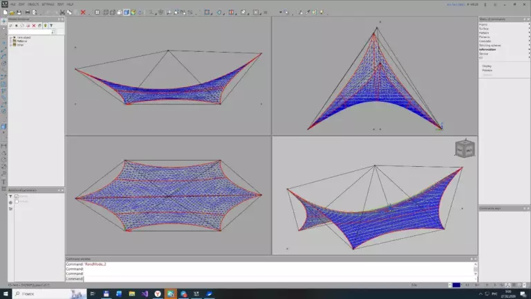 K3-TENT Tensile fabric design software. Shade sail design.