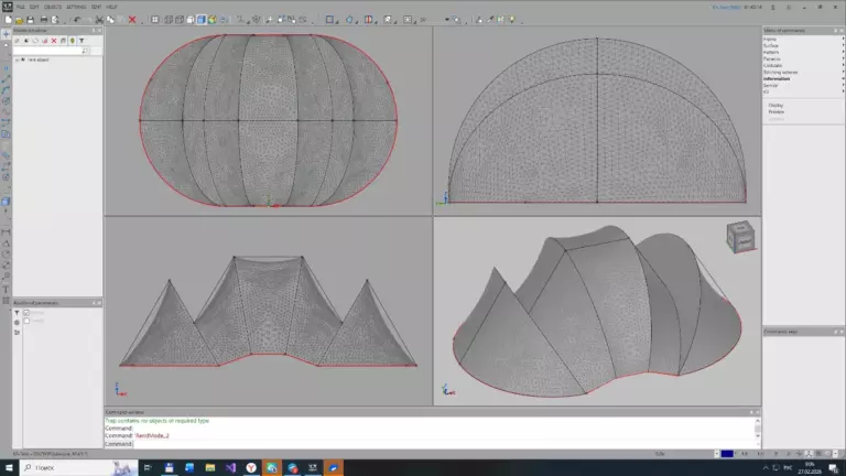 K3-TENT Tensile fabric design software. Shade sail design.
