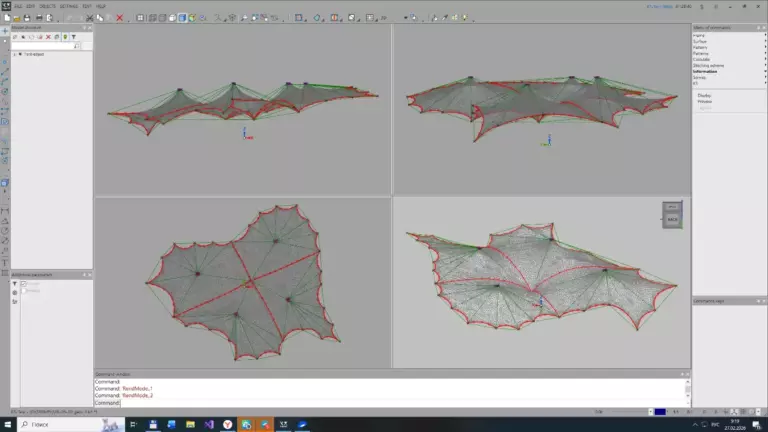 K3-TENT Tensile fabric design software. Shade sail design.