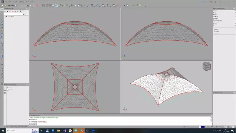 K3-TENT Tensile fabric design software. Shade sail design.